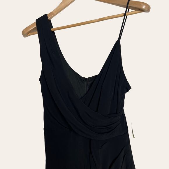 Nicole Miller Atelier New Black Surplice Draped Wrap Cocktail Dress Size 8 - Picture 3 of 8